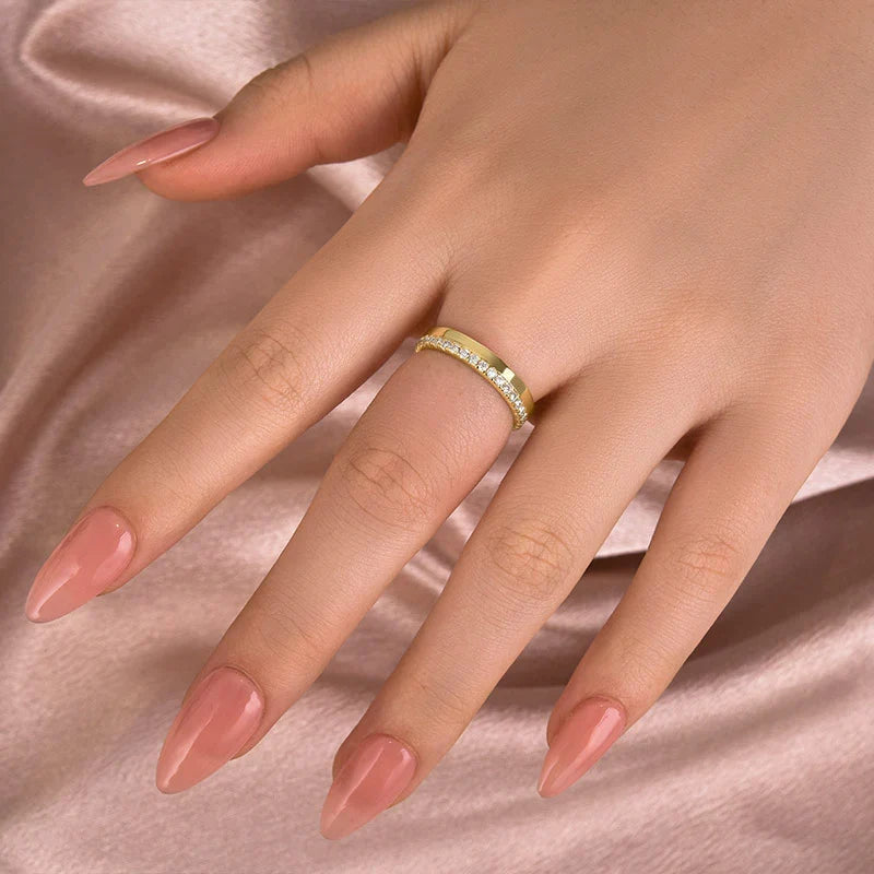 Glazed 925 Sterling Silver Round Cut Wedding Ring