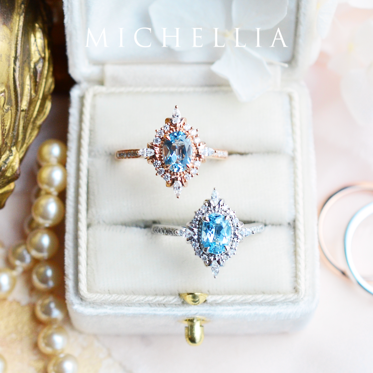 [Alessandra] Art Deco Oval Cut Ring in Aquamarine