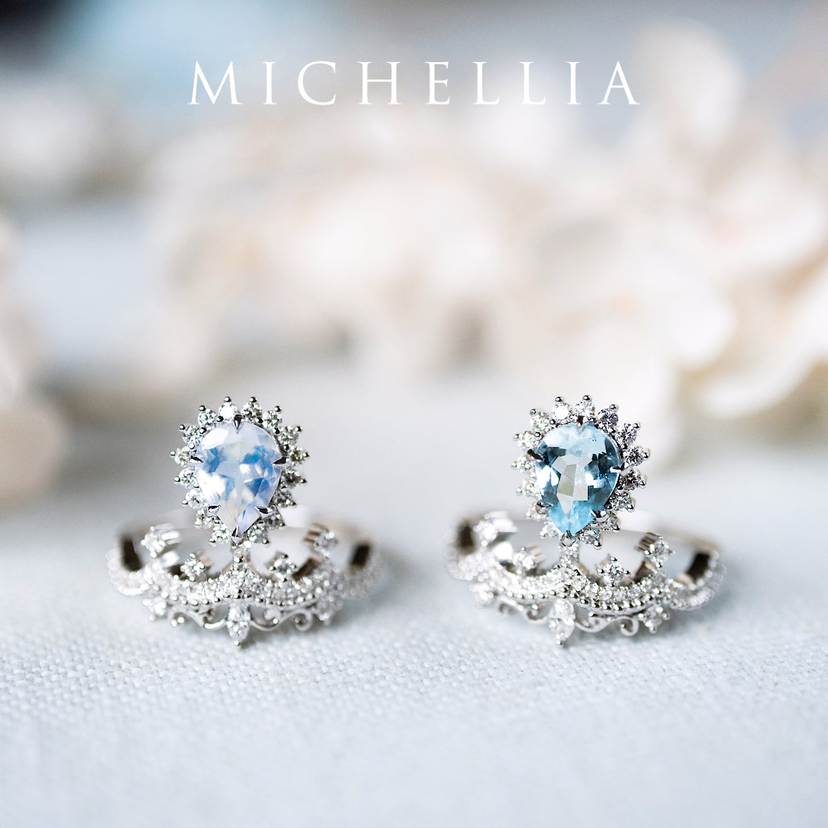 [Angelique] Venetian Crown Engagement Ring in Moonstone