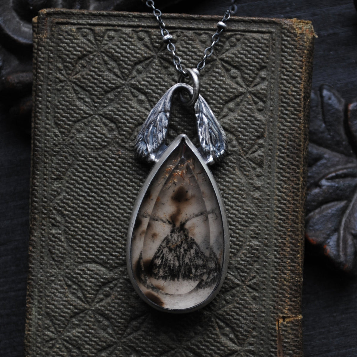 Pendant- Portraits Through the Garden Windows- Enamel Moth Painting