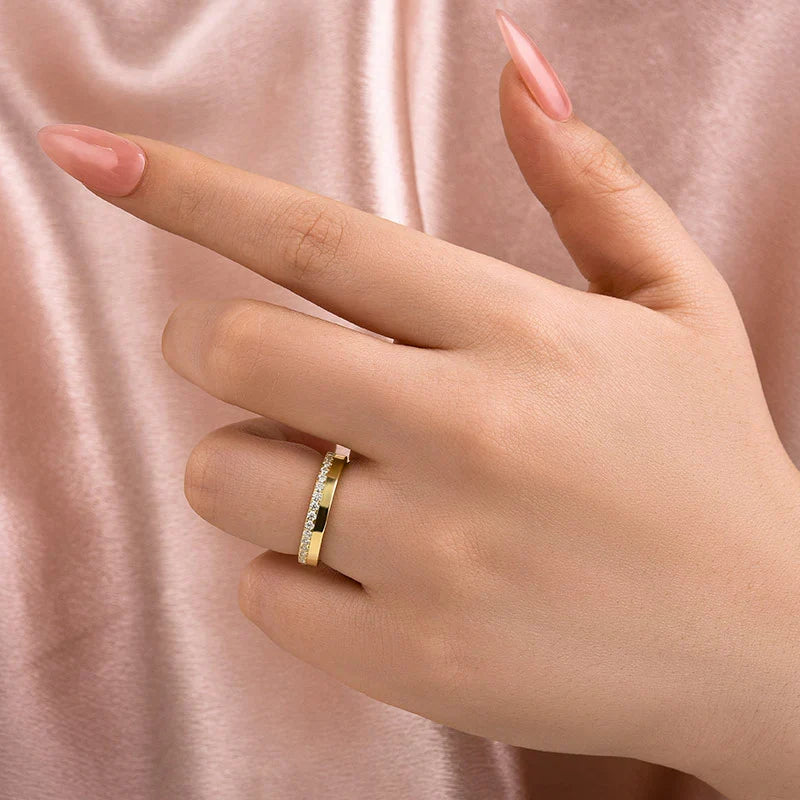 Glazed 925 Sterling Silver Round Cut Wedding Ring