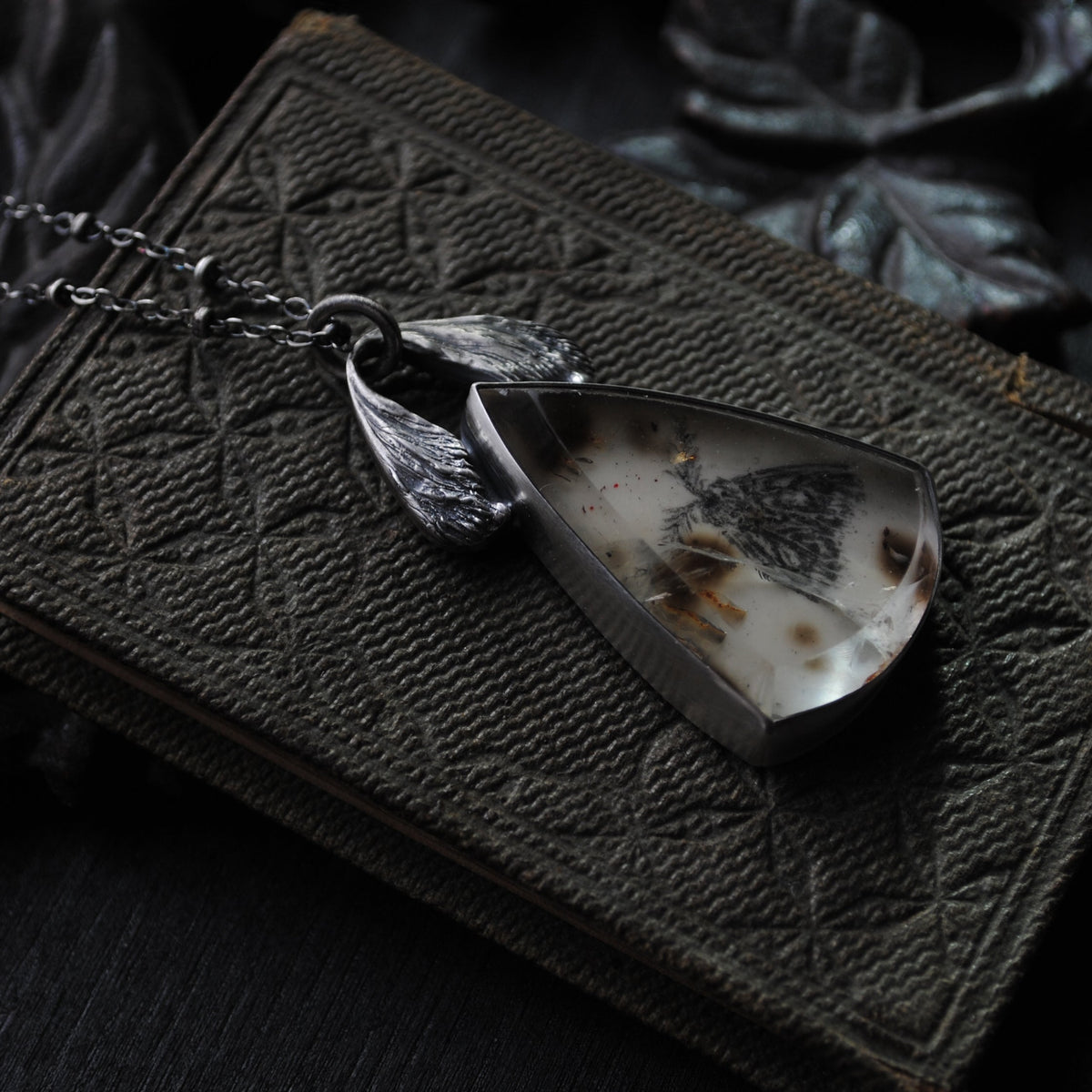 Pendant- Portraits Through the Garden Windows- Enamel Moth Painting