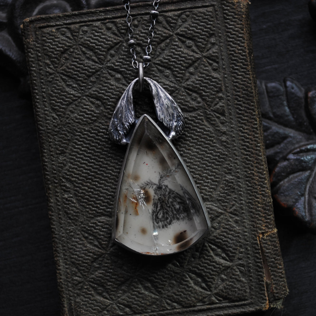 Pendant- Portraits Through the Garden Windows- Enamel Moth Painting