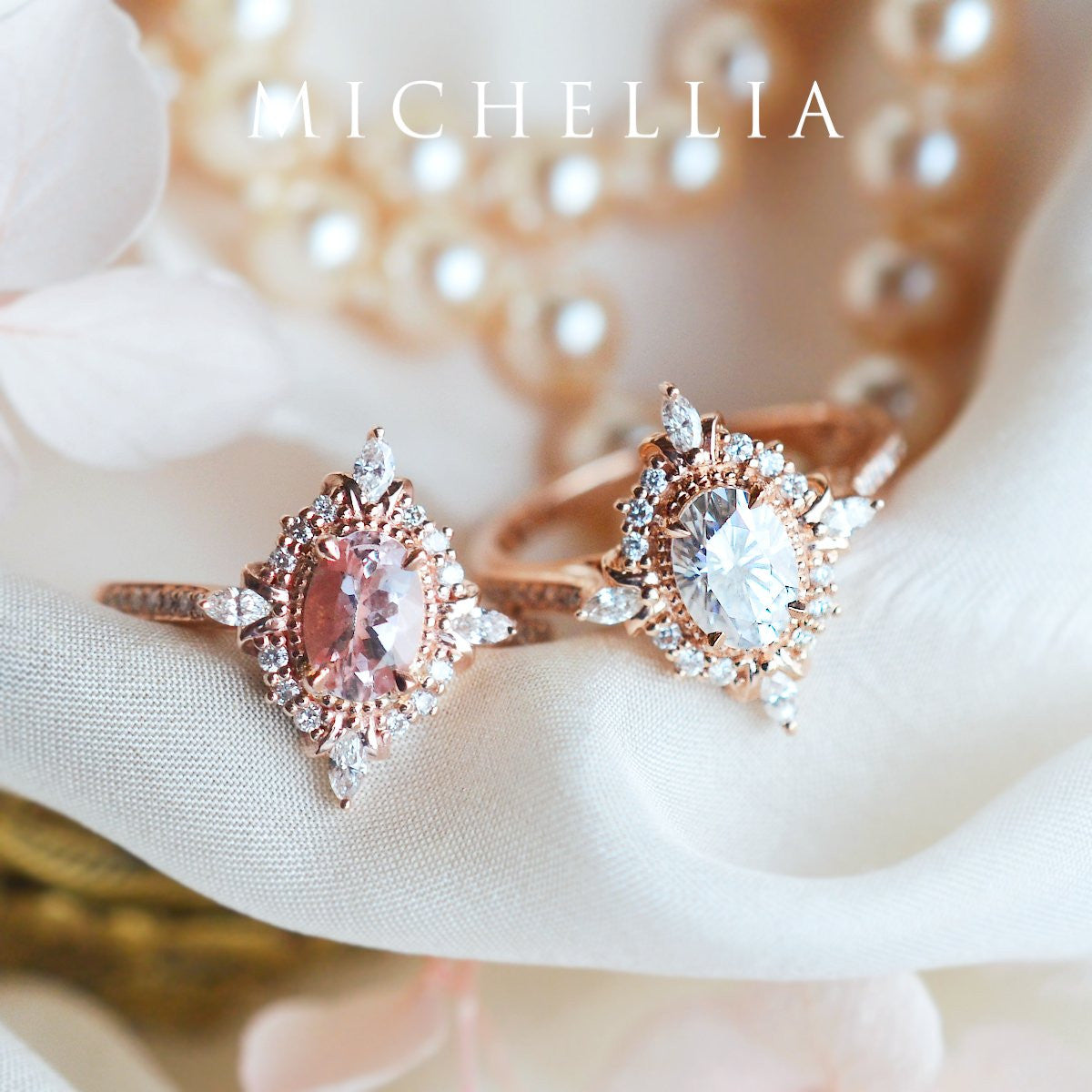 [Alessandra] Art Deco Oval Cut Ring in Morganite