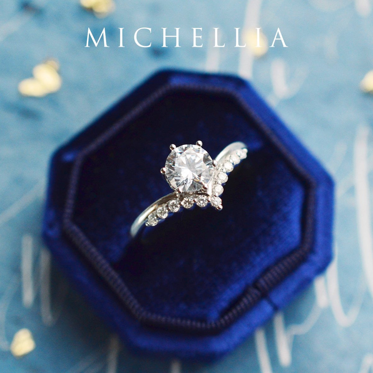 [Diane] Moonwake Engagement Ring in Diamond / Moissanite