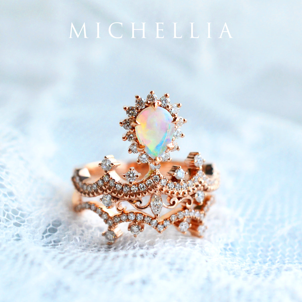 [Angelique] Venetian Crown Engagement Ring in Morganite