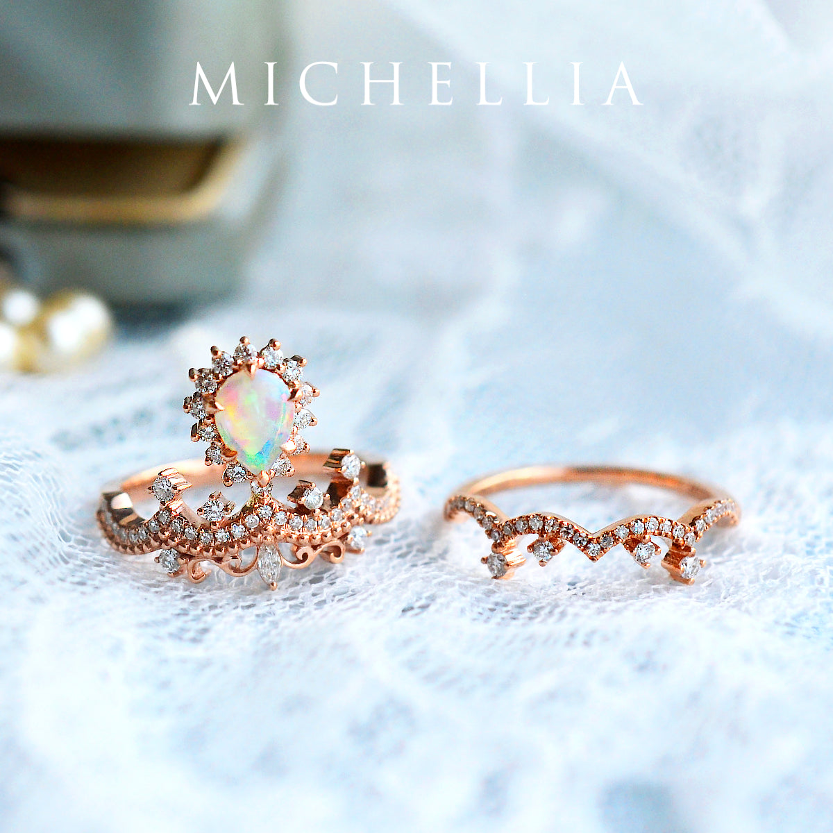 [Angelique] Venetian Crown Chandelier Ring in Australian Opal