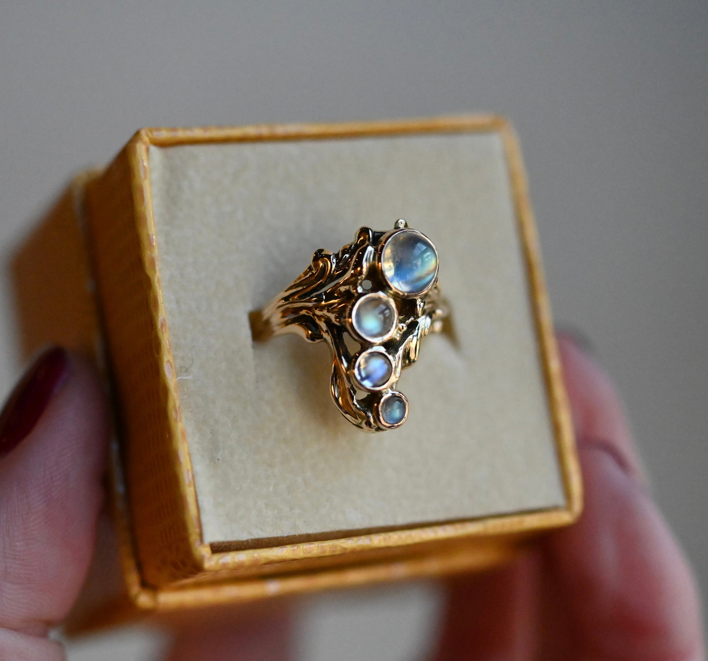 14k Gold Freeform 4 Stone Ring Setting - Made To Order