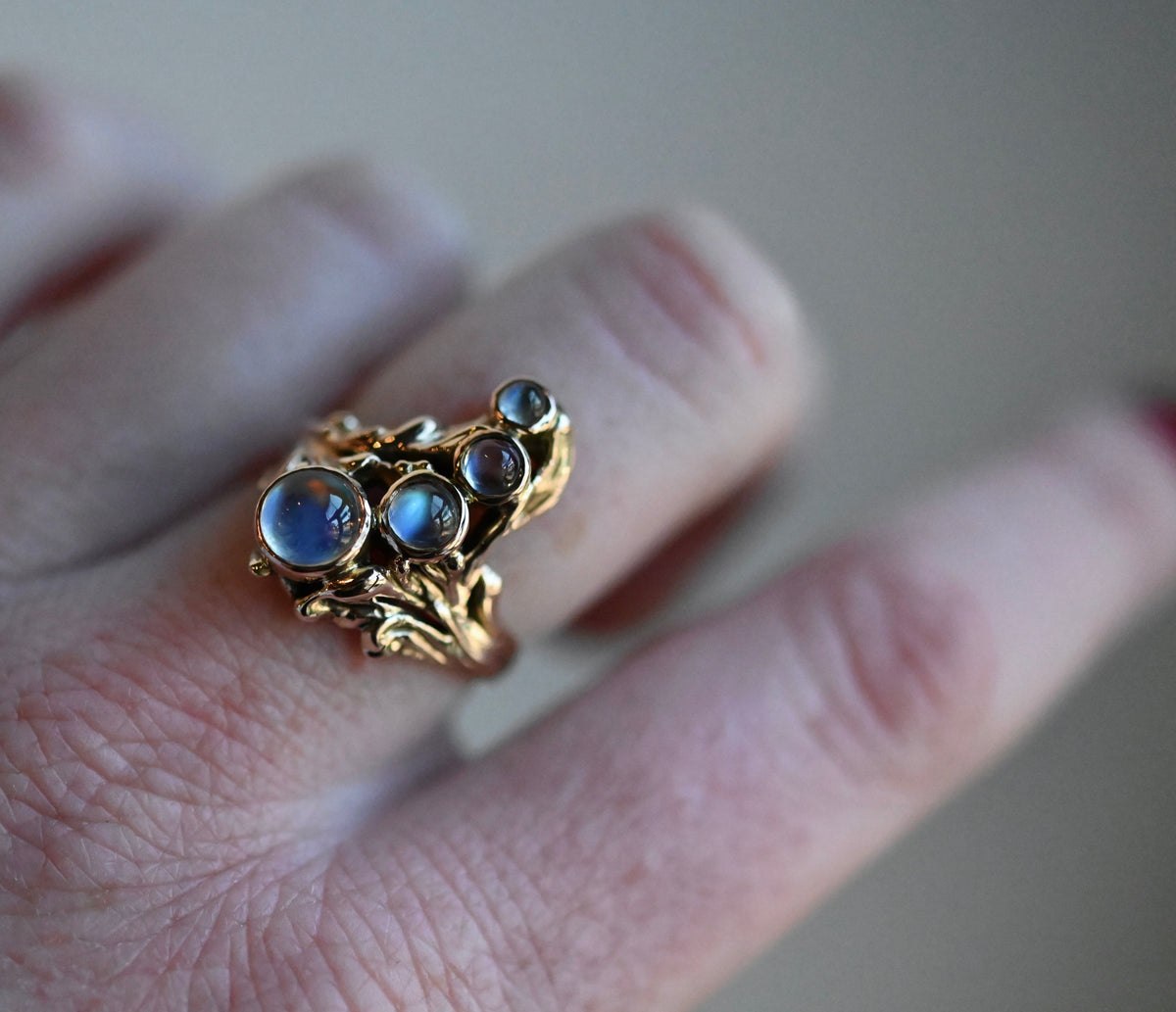 14k Gold Freeform 4 Stone Ring Setting - Made To Order