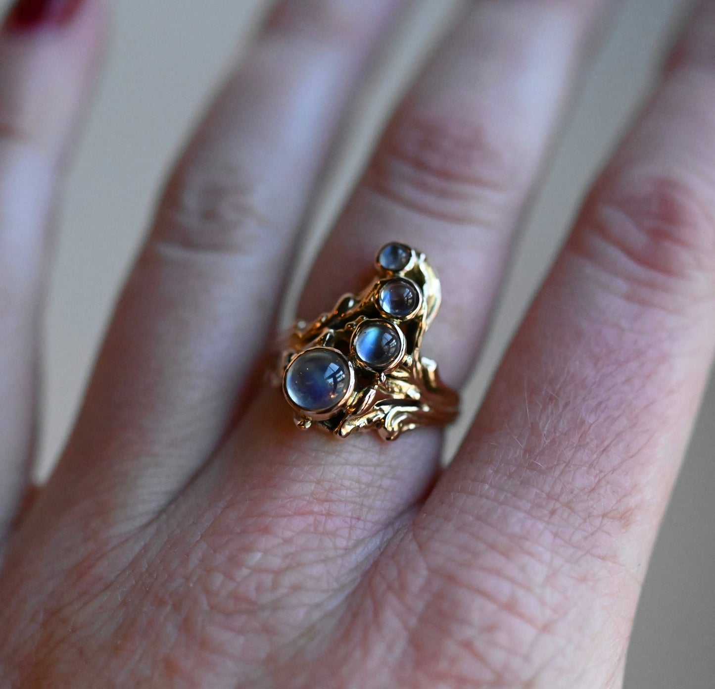 14k Gold Freeform 4 Stone Ring Setting - Made To Order