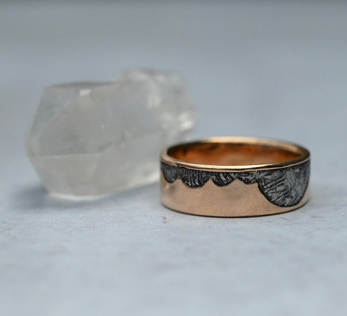 Meteorite & 14k Gold Wave Ring - Made To Order