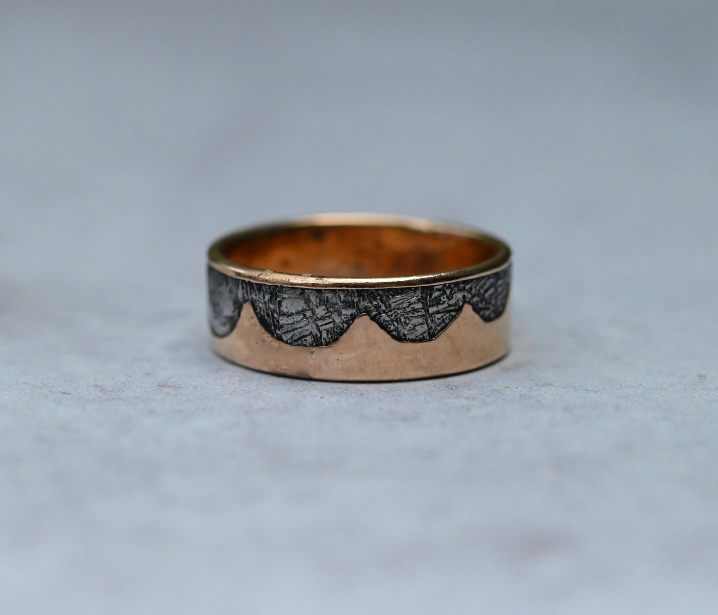Meteorite & 14k Gold Wave Ring - Made To Order