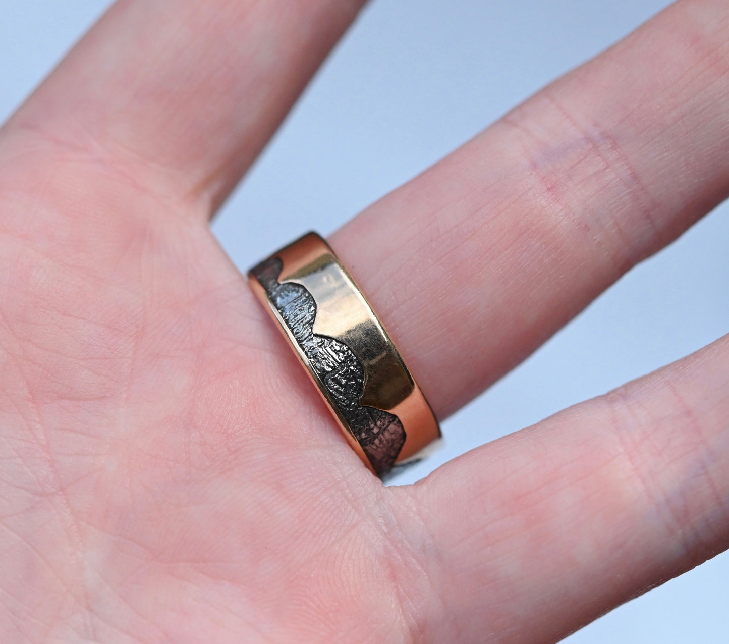Meteorite & 14k Gold Wave Ring - Made To Order