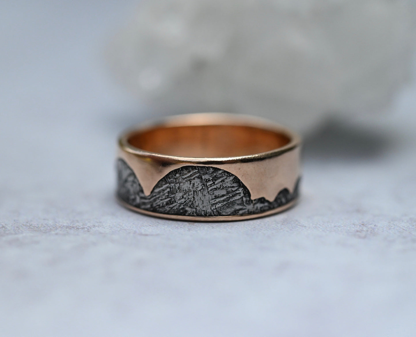 Meteorite & 14k Gold Wave Ring - Made To Order