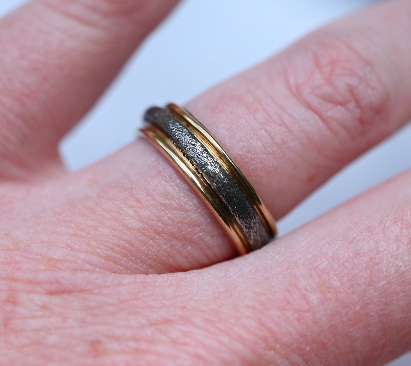 Meteorite & 14k Gold Halo Ring - Made To Order