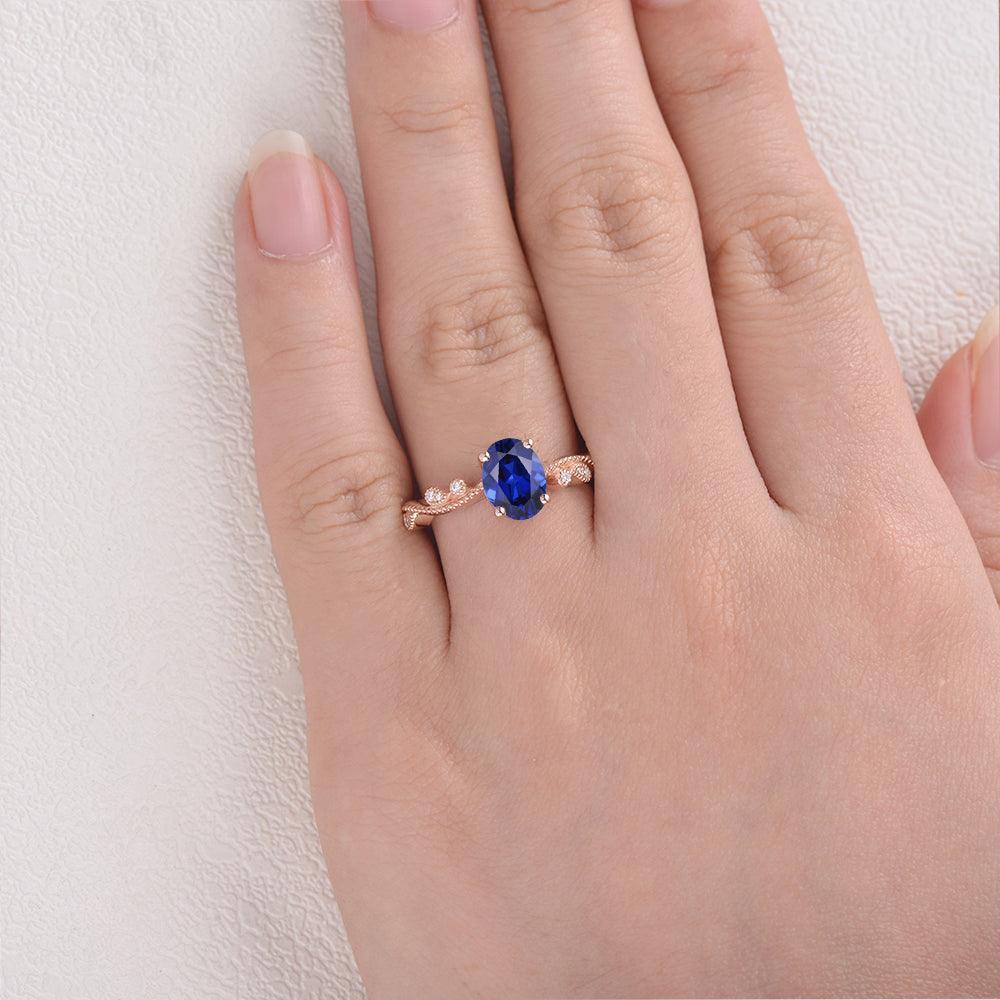 Genevieve’s Royalty | Oval Sapphire Vintage Solitaire Engagement Ring