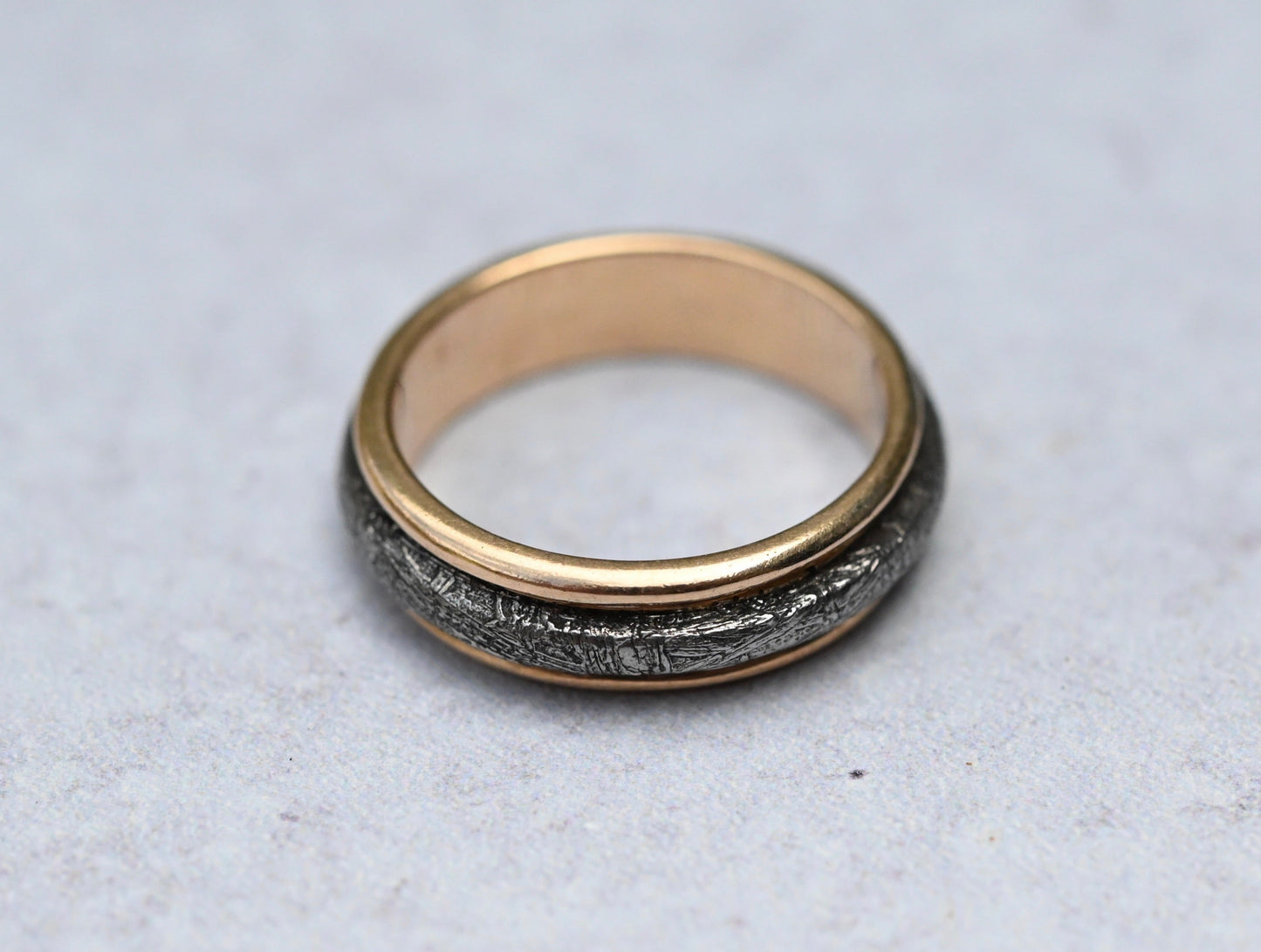 Meteorite & 14k Gold Halo Ring - Made To Order