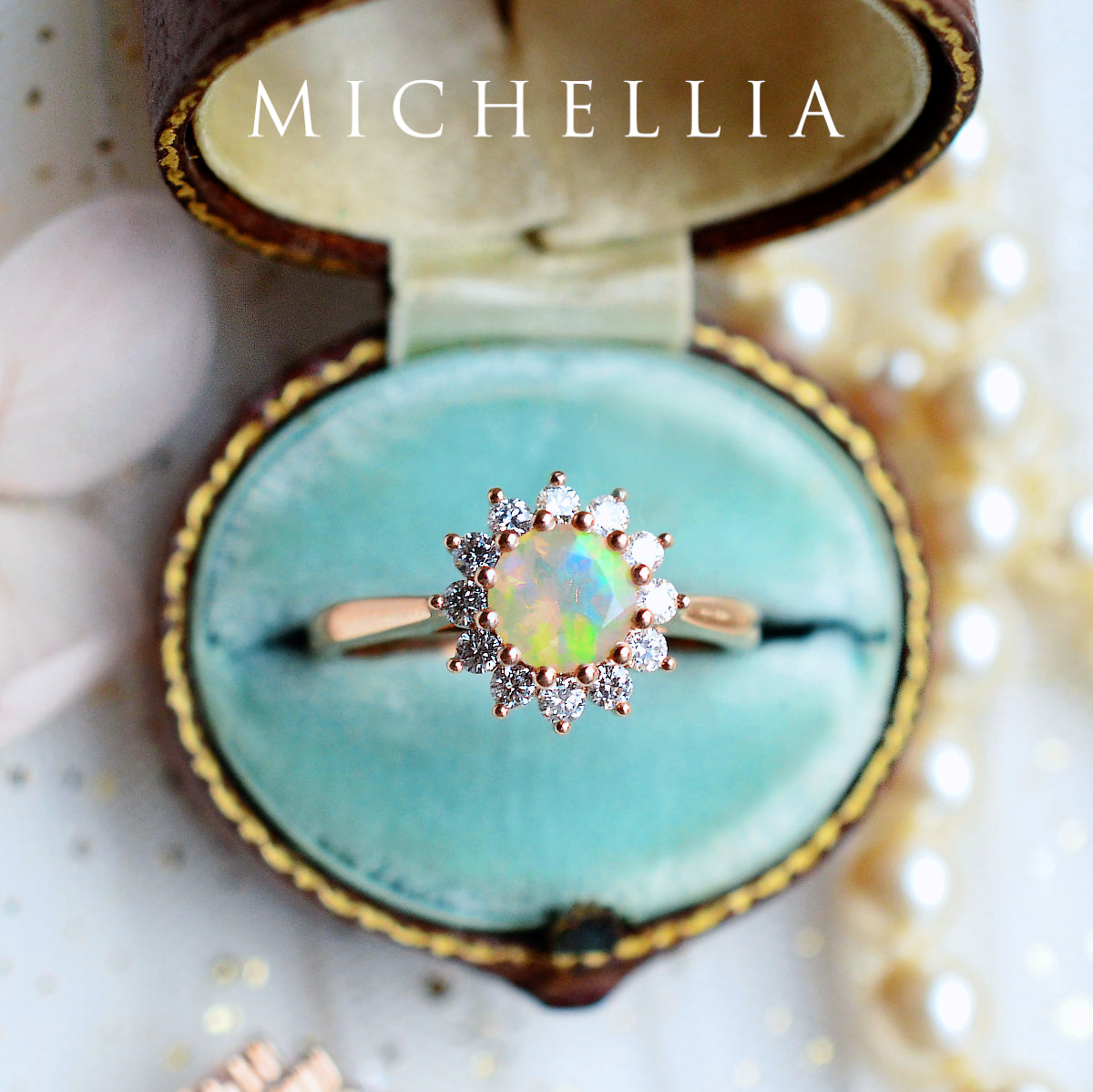 [Rosalie] Vintage Bloom Ring in Opal