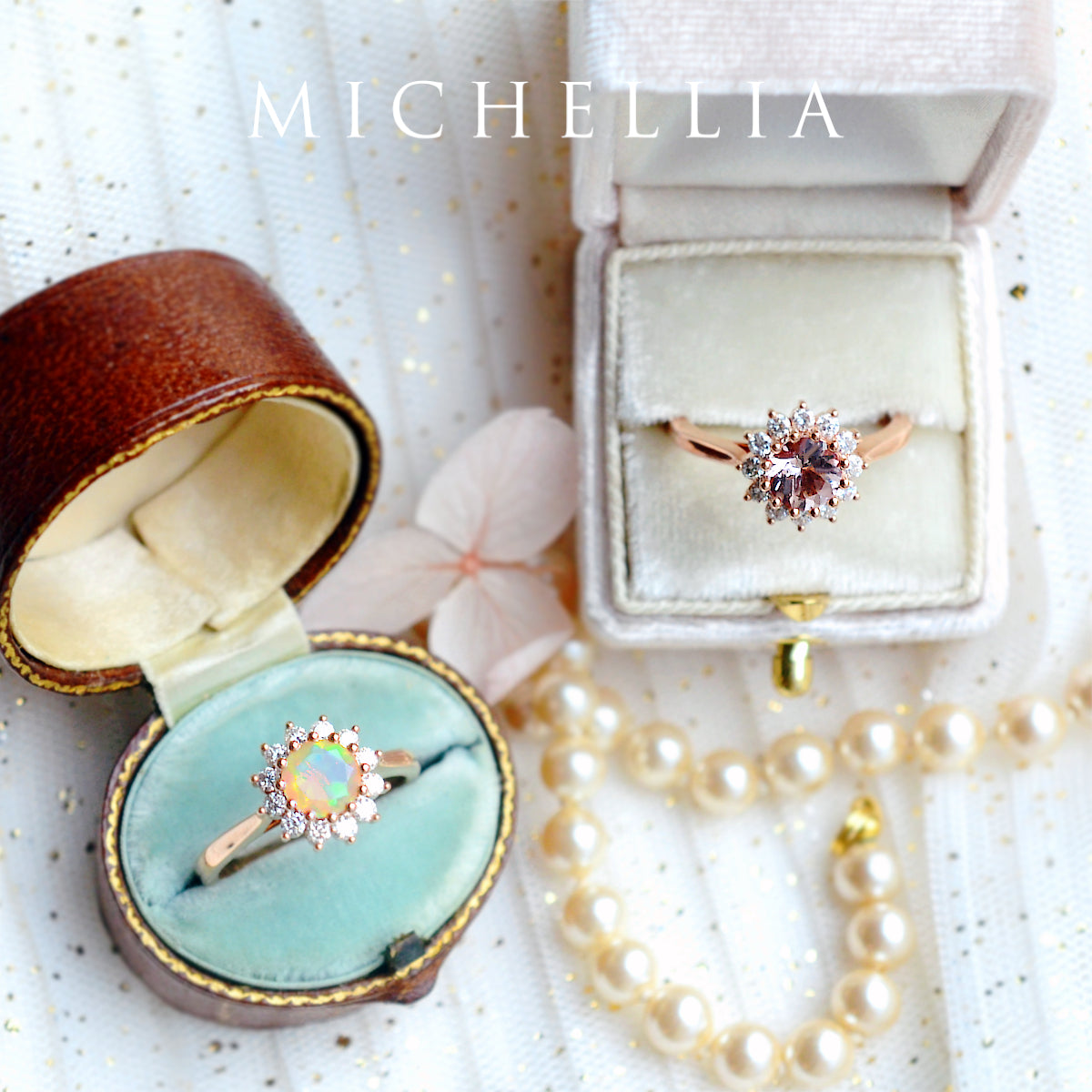 [Rosalie] Vintage Bloom Ring in Labradorite