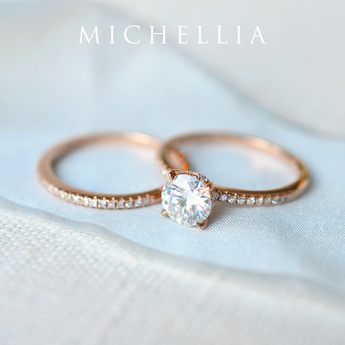 [Celia] Modern Classic Hidden Halo Solitaire Engagement Ring in Diamond / Moissanite