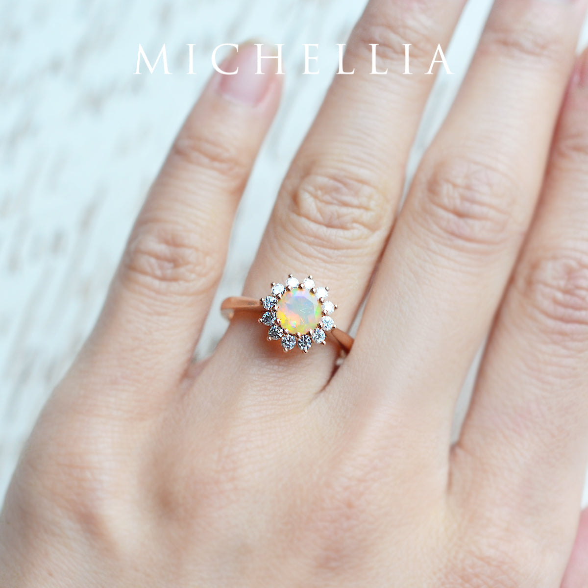 [Rosalie] Vintage Bloom Ring in Opal