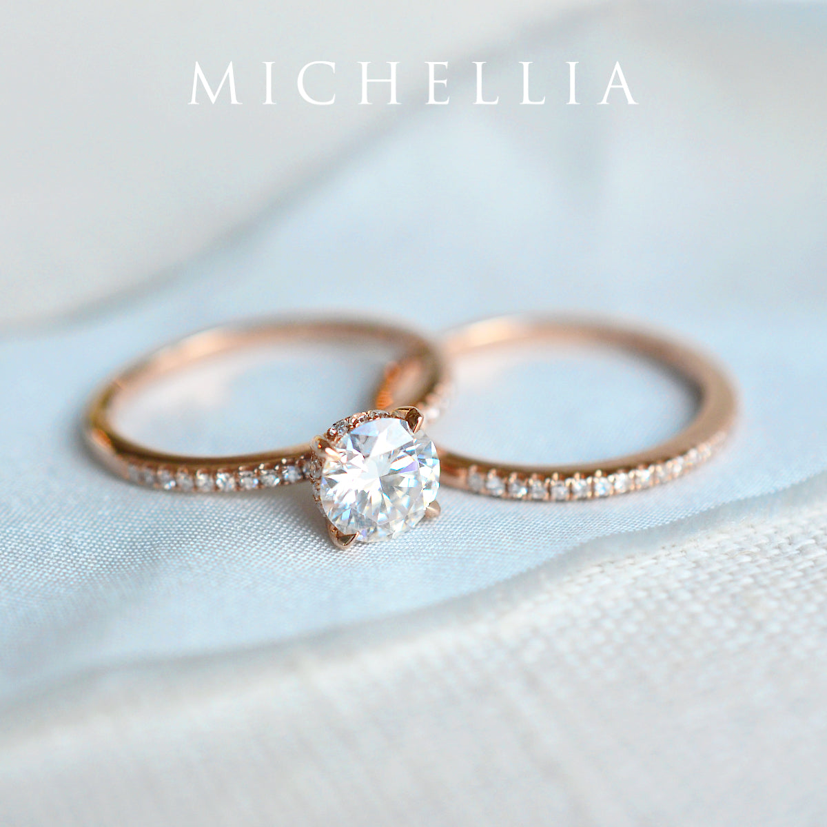 [Celia] Modern Classic Hidden Halo Solitaire Engagement Ring in Diamond / Moissanite