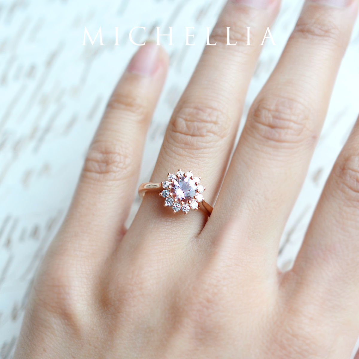 [Rosalie] Vintage Bloom Ring in Morganite