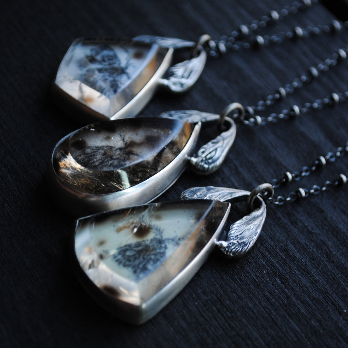 Pendant- Portraits Through the Garden Windows- Enamel Moth Painting