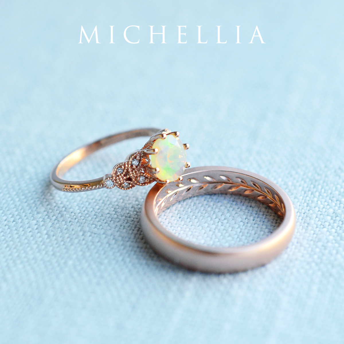 [Kerensa] Classic Floral Engagement Ring in Opal
