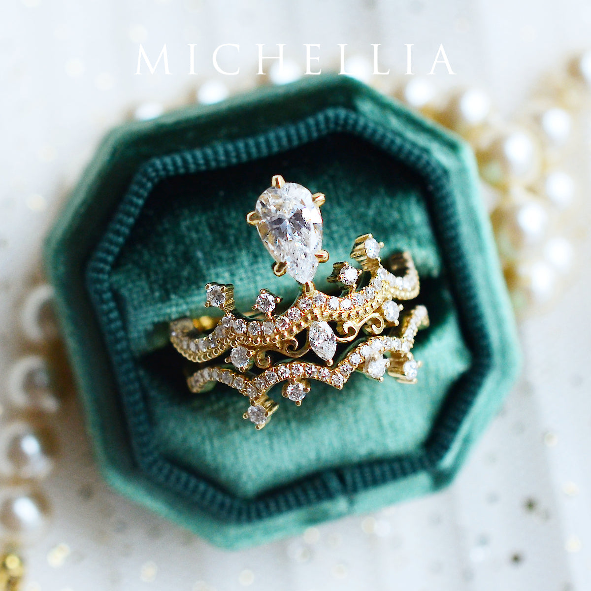 [Antoinette] Vintage Chandelier Engagement Ring in Diamond / Moissanite