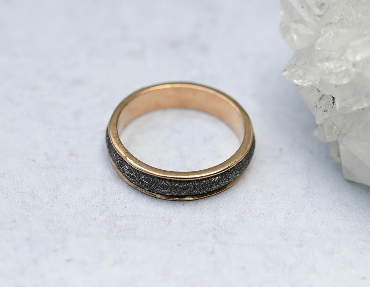 Meteorite & 14k Gold Large Halo Ring - Made To Order