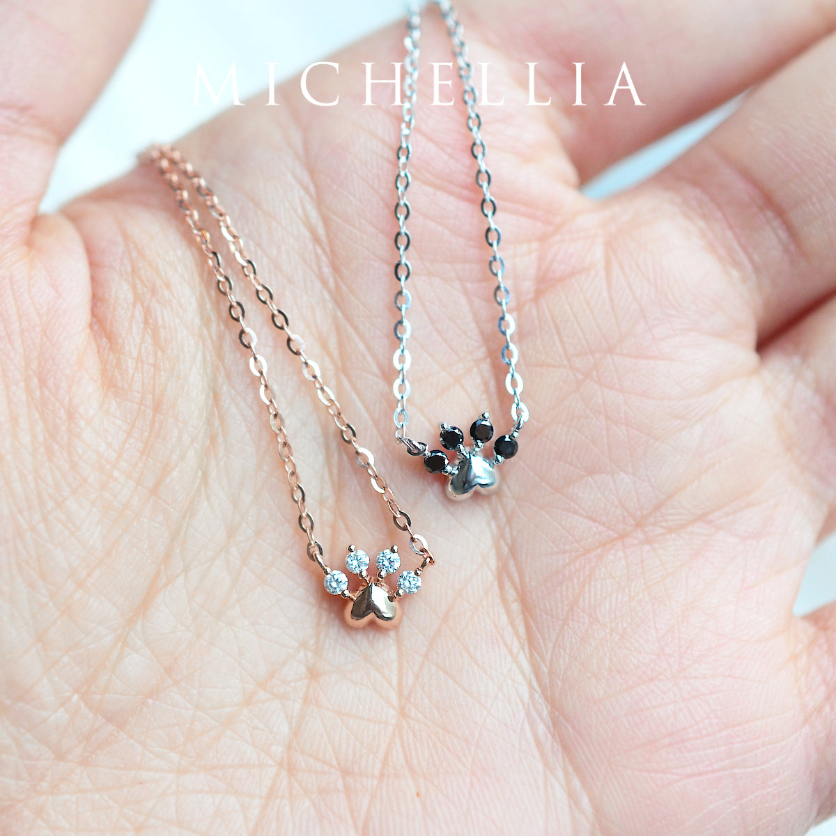[Beans] Dog & Cat Paw Diamond Necklace