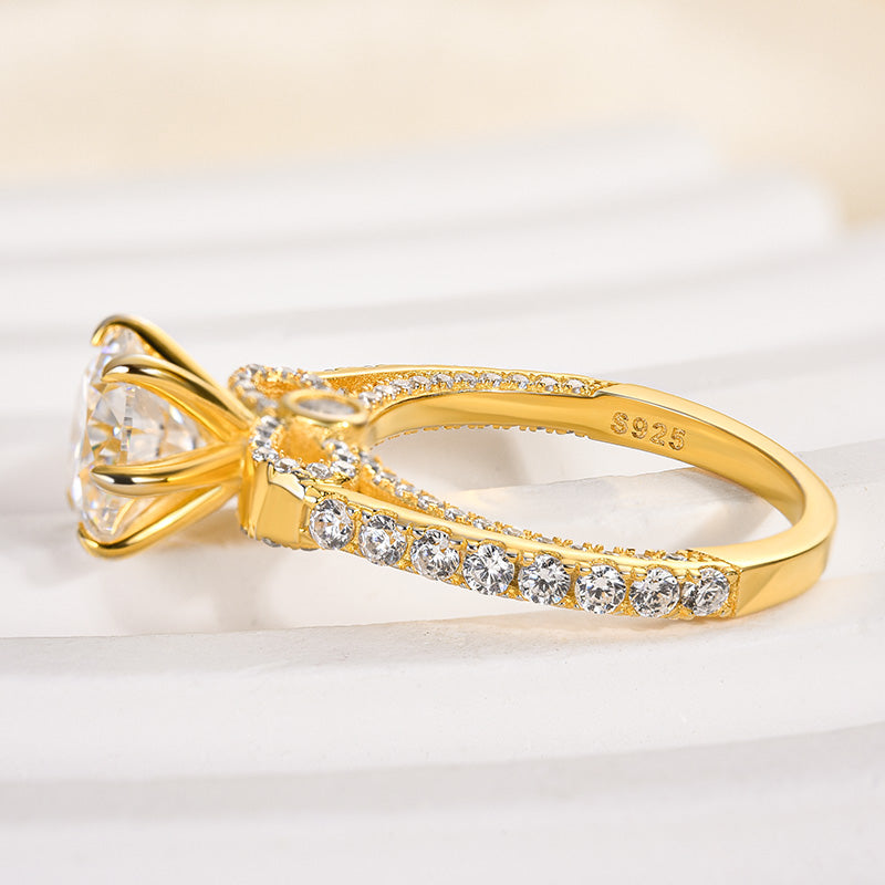Solarii Moissanite 3.0ct Bow Base Design Sterling Silver Engagement Ring