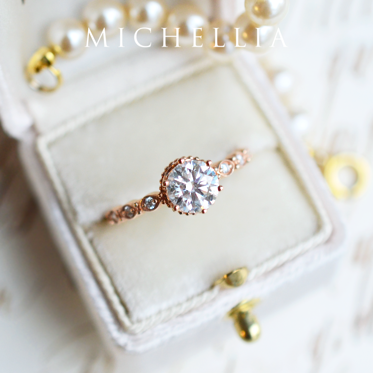[Evelyn] Vintage Classic Crown Engagement Ring in Aquamarine