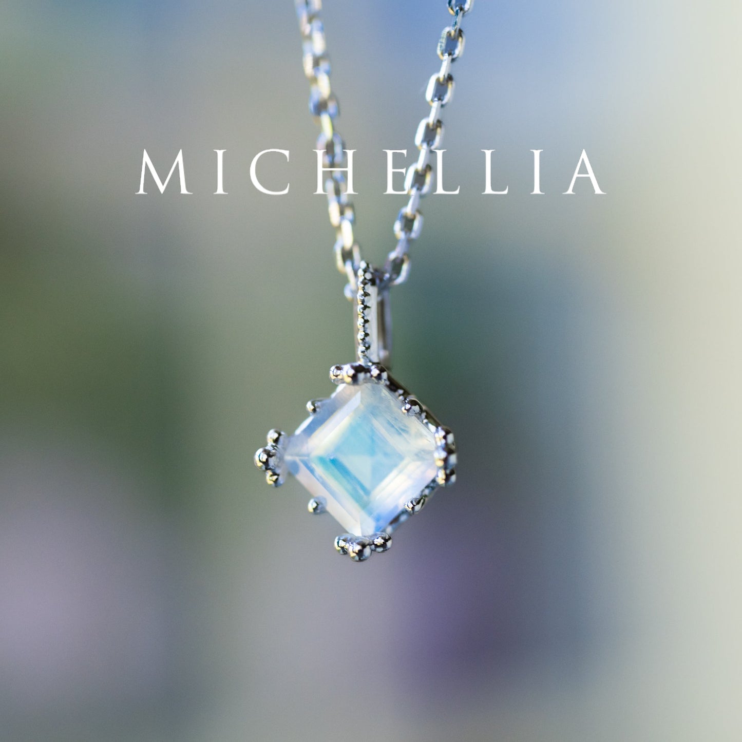[Astoria] Fluer De Lis Princess Cut Necklace in Moonstone