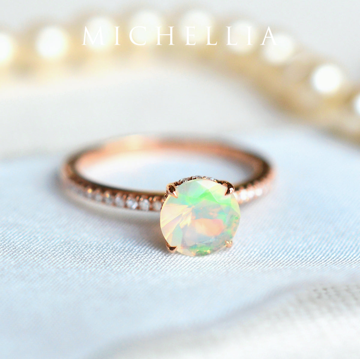 [Celia] Modern Classic Solitaire Ring in Opal