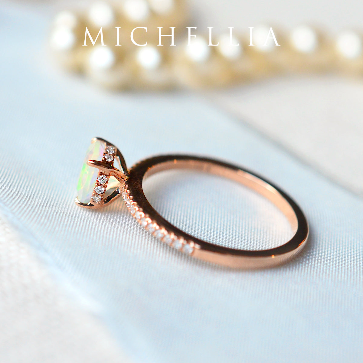 [Celia] Modern Classic Solitaire Ring in Opal