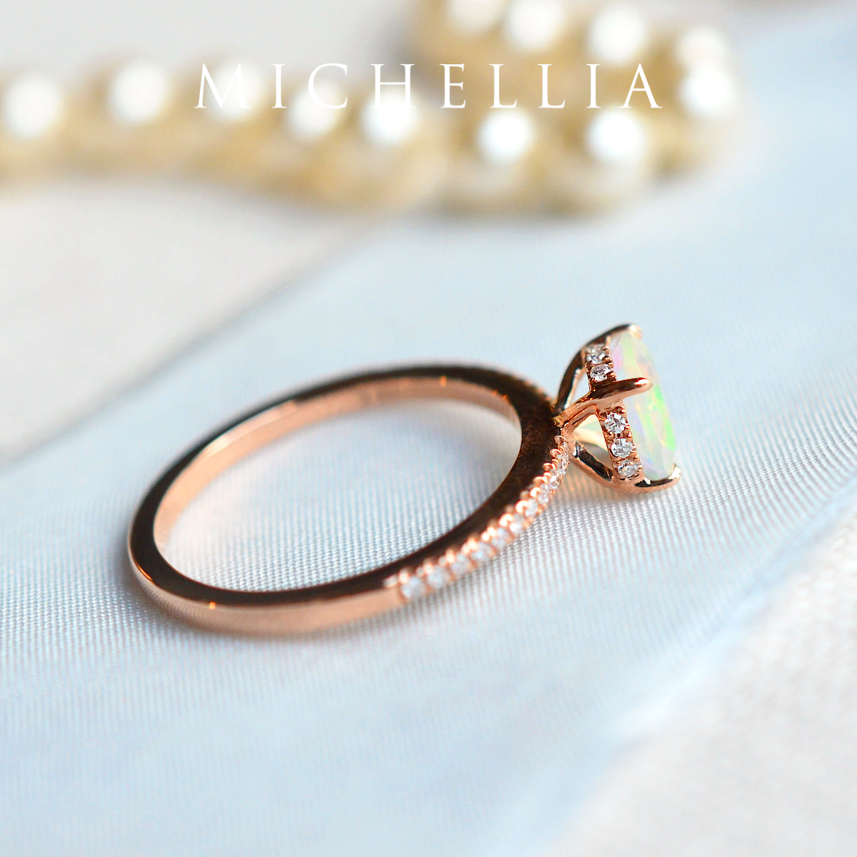 [Celia] Modern Classic Solitaire Ring in Opal