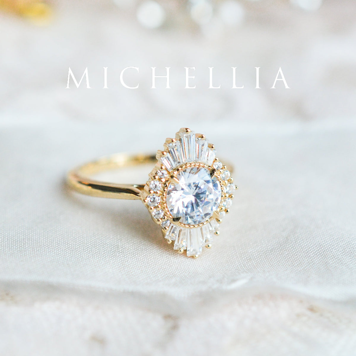[Georgiana] Vintage Deco Duchess Ballerina Engagement Ring in Diamond