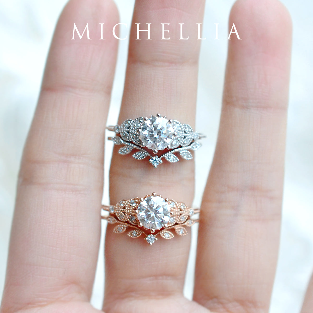 [Kerensa] Classic Floral Engagement Ring in Moonstone
