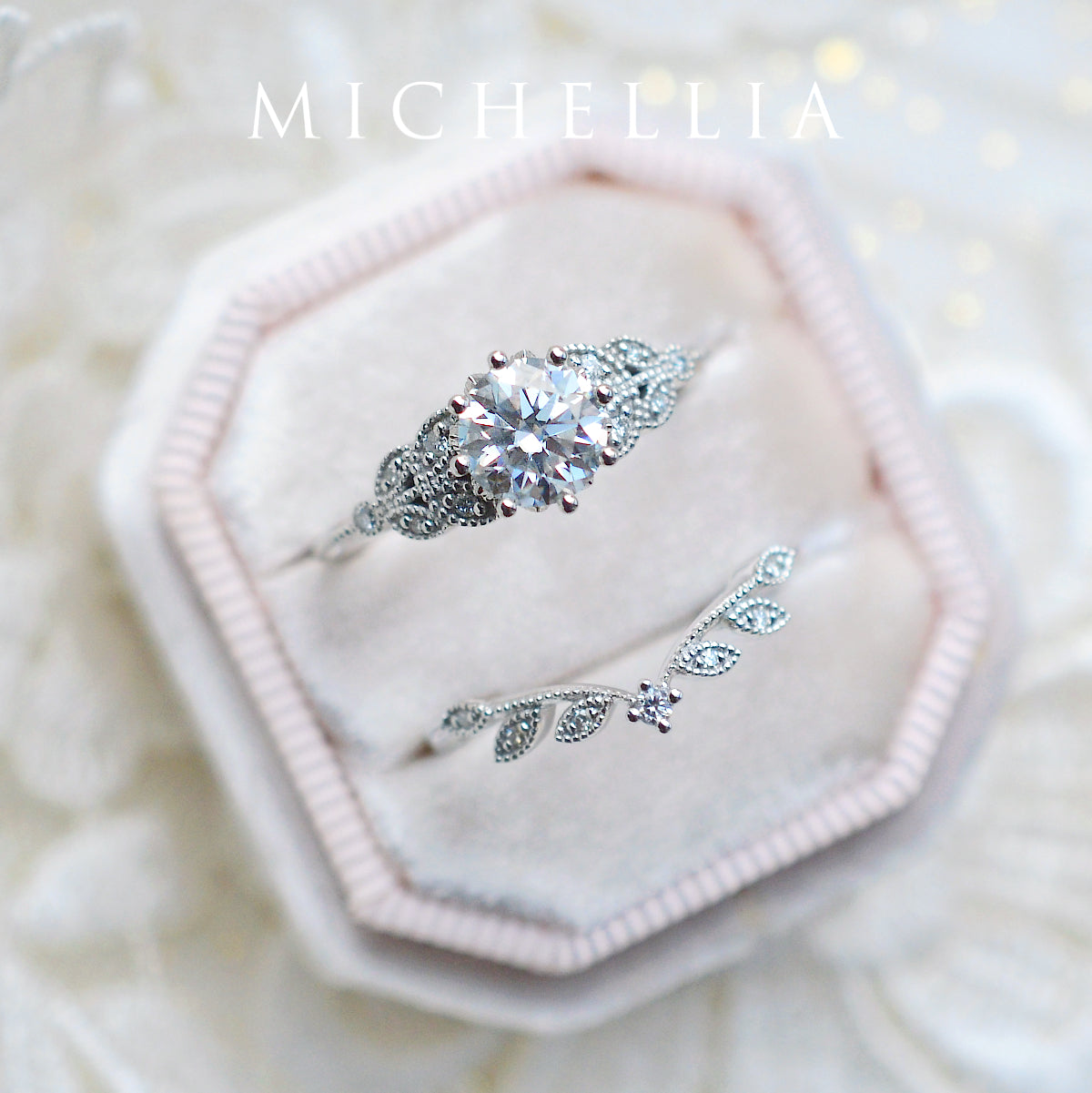 [Kerensa] Classic Floral Engagement Ring in Diamond / Moissanite