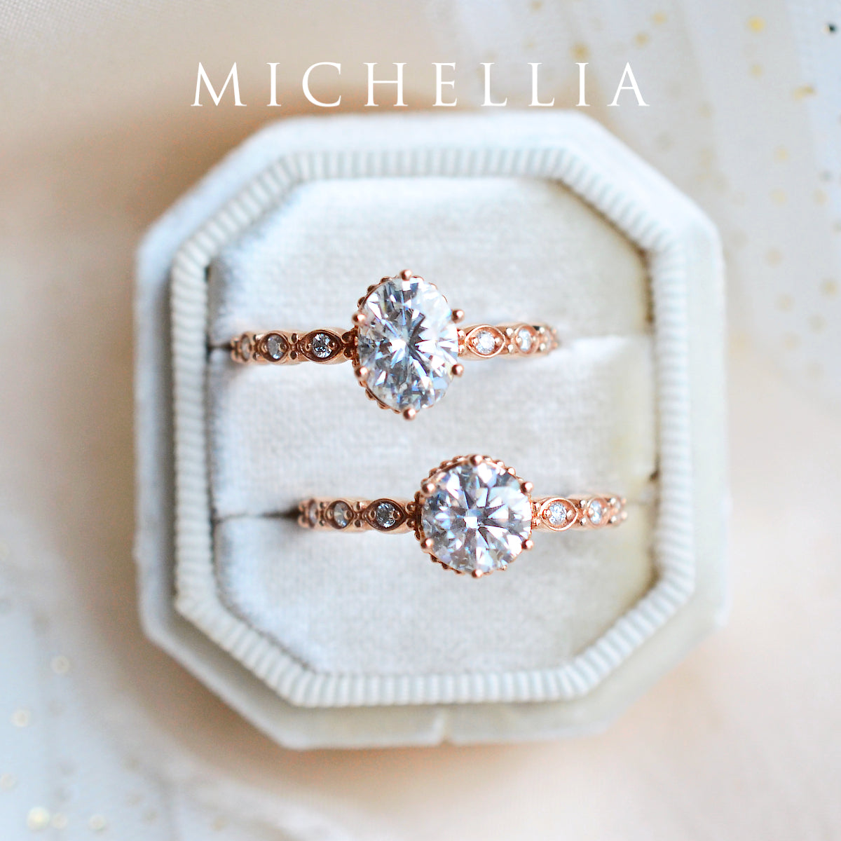 [Evelyn] Vintage Classic Crown Engagement Ring in Diamond / Moissanite