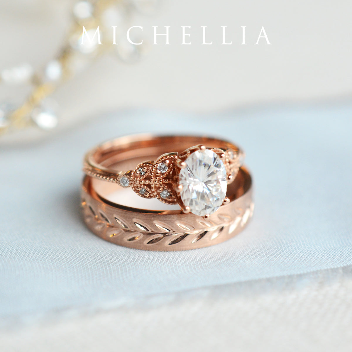 [Olivia] Classic Floral Oval Cut Ring in Aquamarine