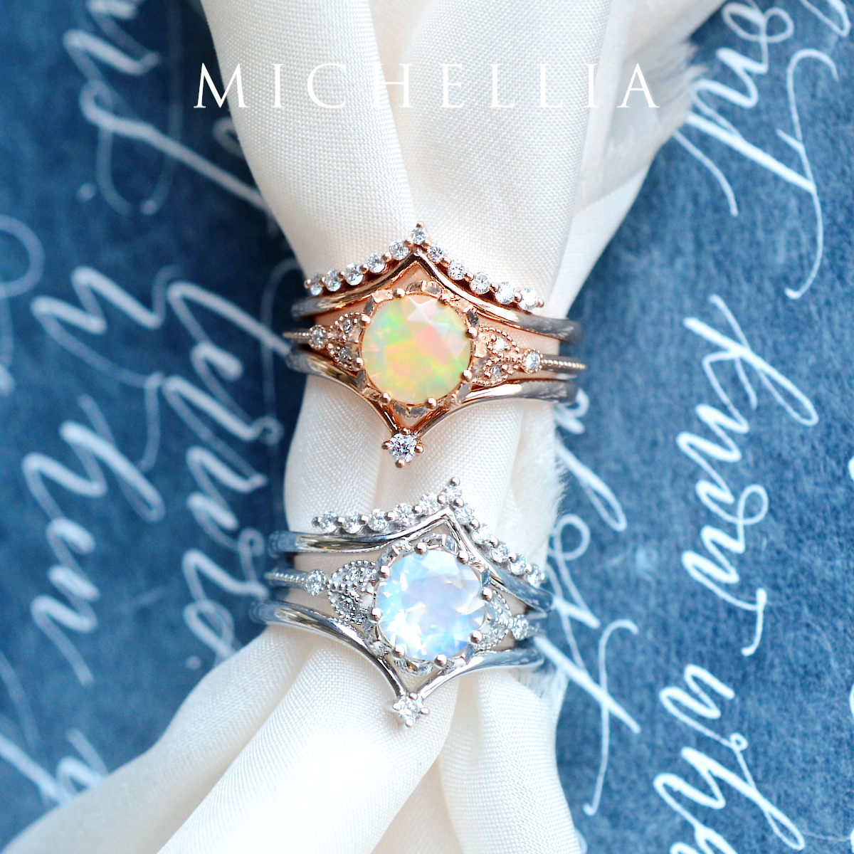 [Evanthe] Vintage Floral Engagement Ring in Aquamarine