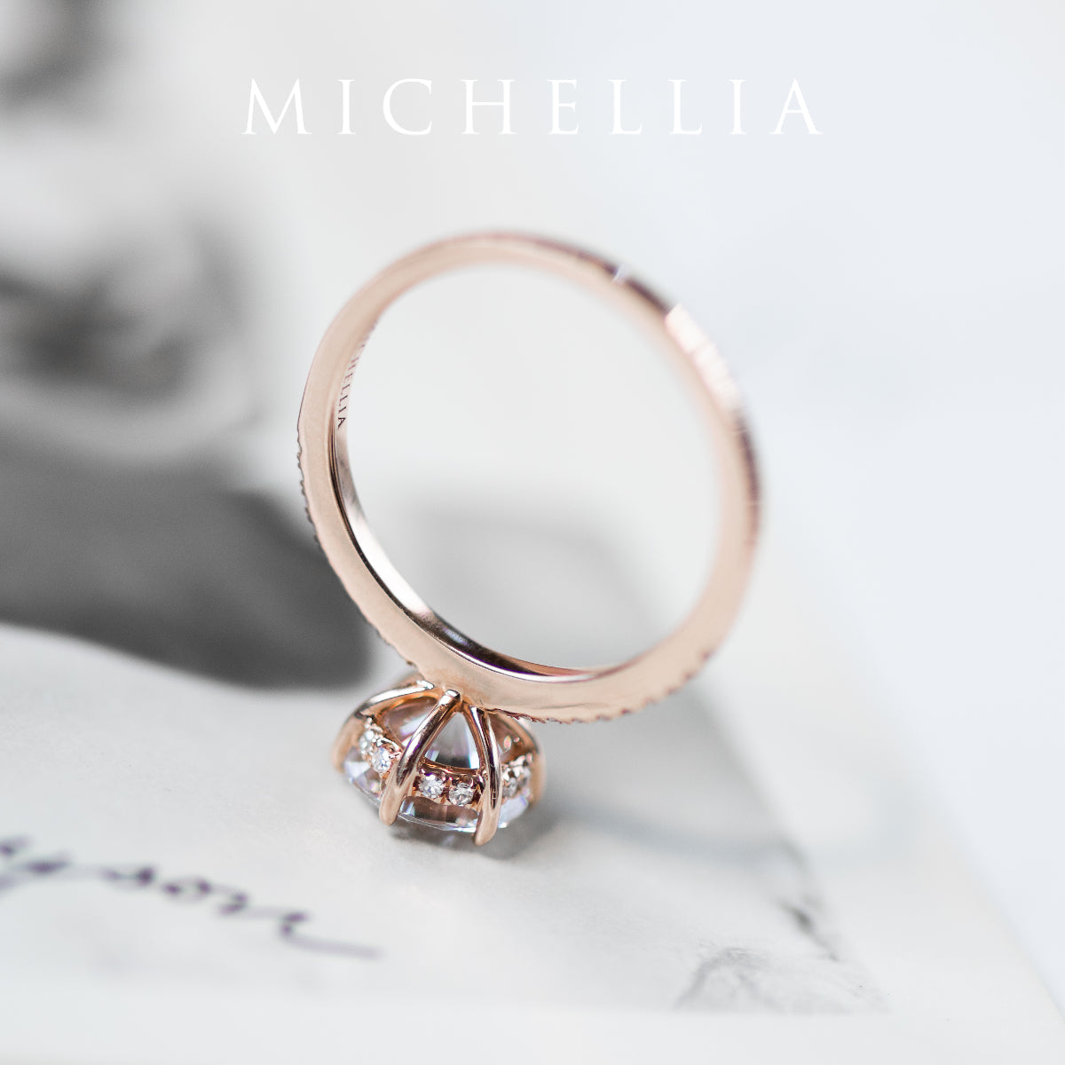[Kate] Classic Pave Hidden Diamond 6-Prong Solitaire Engagement Ring in Diamond / Moissanite