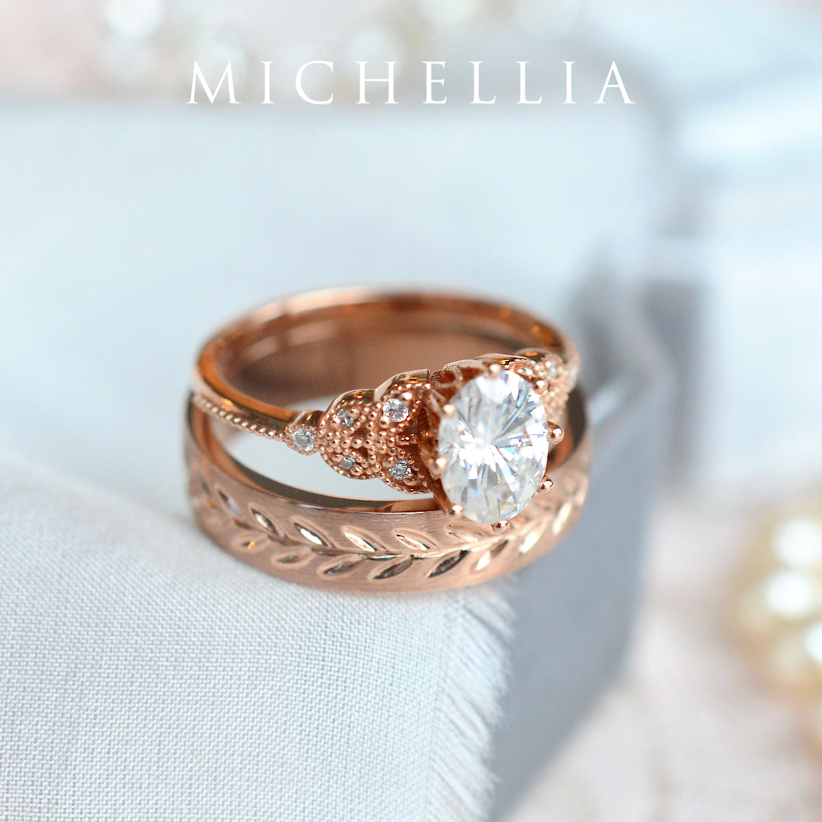 [Olivia] Classic Floral Oval Engagement Ring in Natural Australian Opal