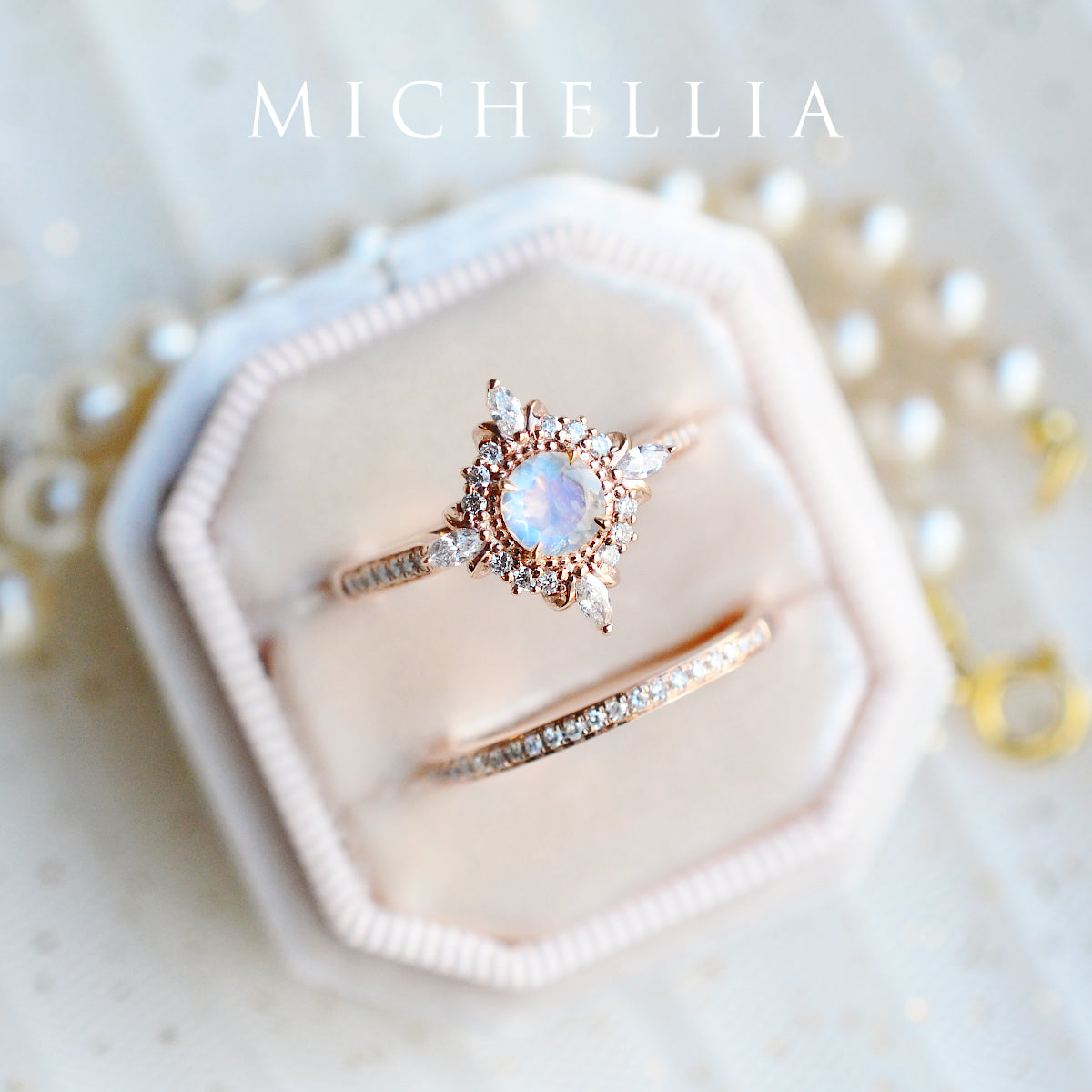 [Astrid] Art Deco Petite Ring in Moonstone