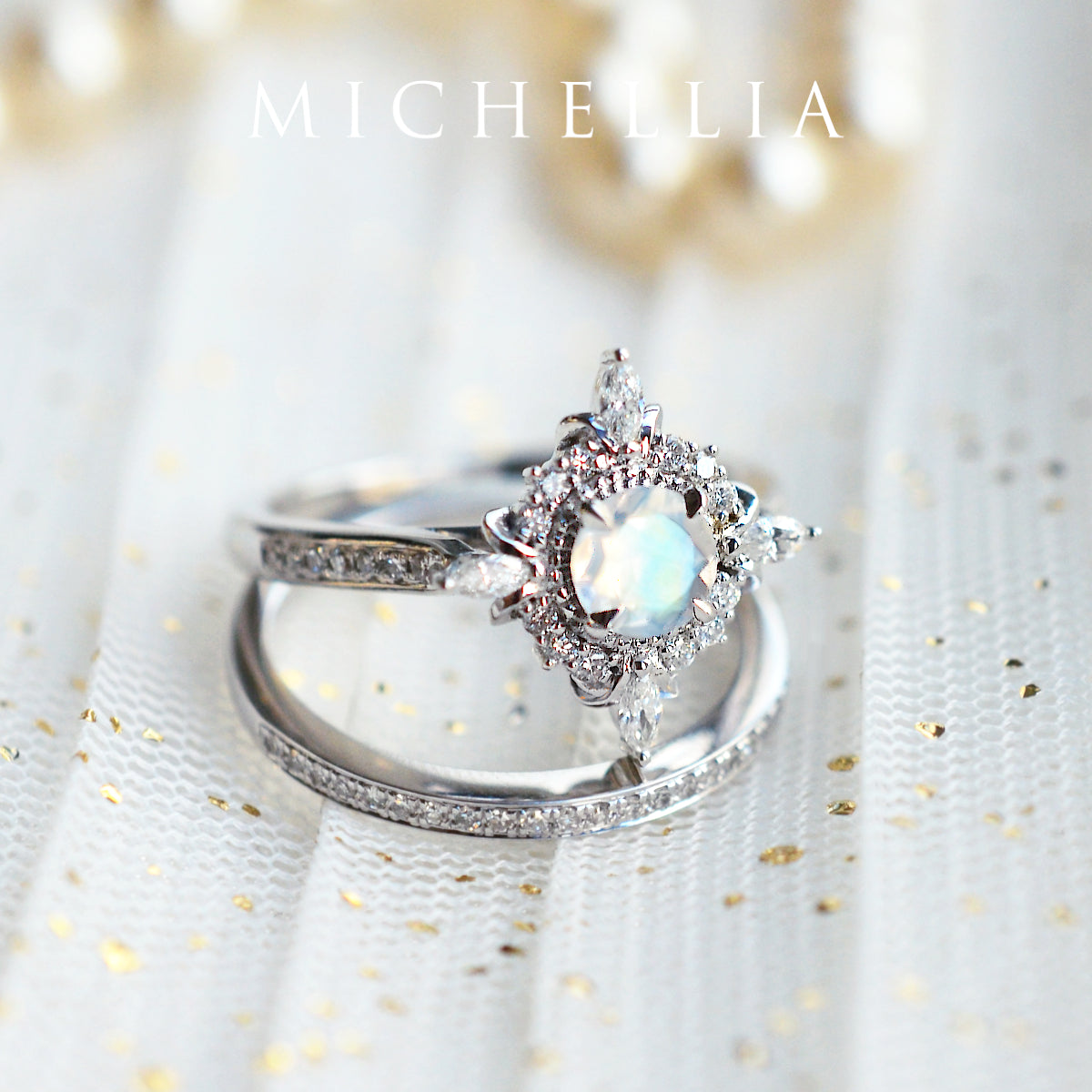 [Astrid] Art Deco Petite Ring in Moonstone