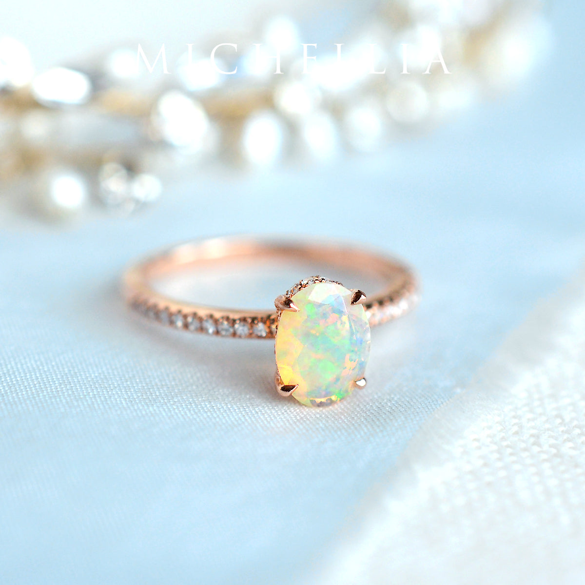 [Elaine] Modern Classic Oval Solitaire Ring in Natural Australian Opal
