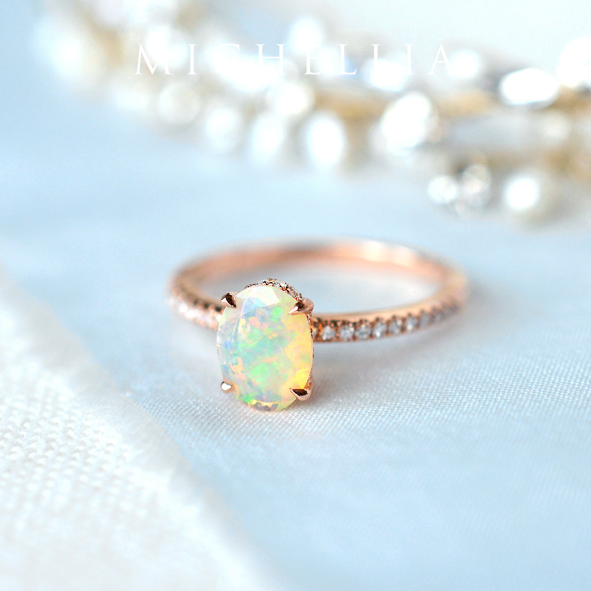 [Elaine] Modern Classic Oval Solitaire Ring in Natural Australian Opal